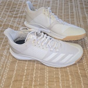 Women's Adidas Volleyball White and Gum-Trim Mesh Training Sneakers Size 9.5